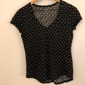 Madewell Tee In Black w/ Small Heart Pattern